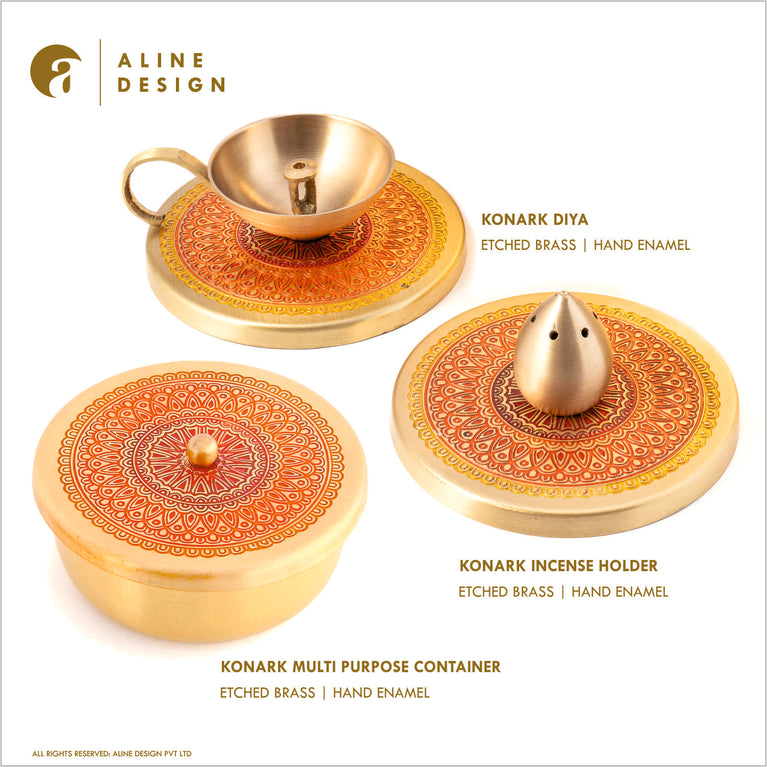 GIFT BOX : KONARK DIYA + INCENSE HOLDER + MUTLI PURPOSE CONTAINER