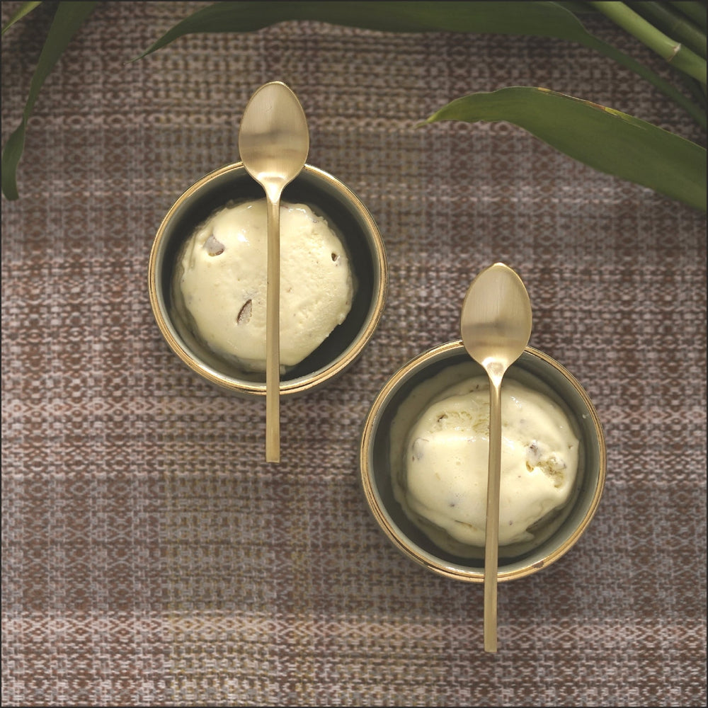 DOGRI DESSERT BOWLS SET of 2 with BRASS SPOON