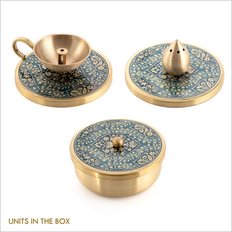 GIFT BOX : OMKARA DIYA + INCENSE HOLDER + MUTLI PURPOSE CONTAINER