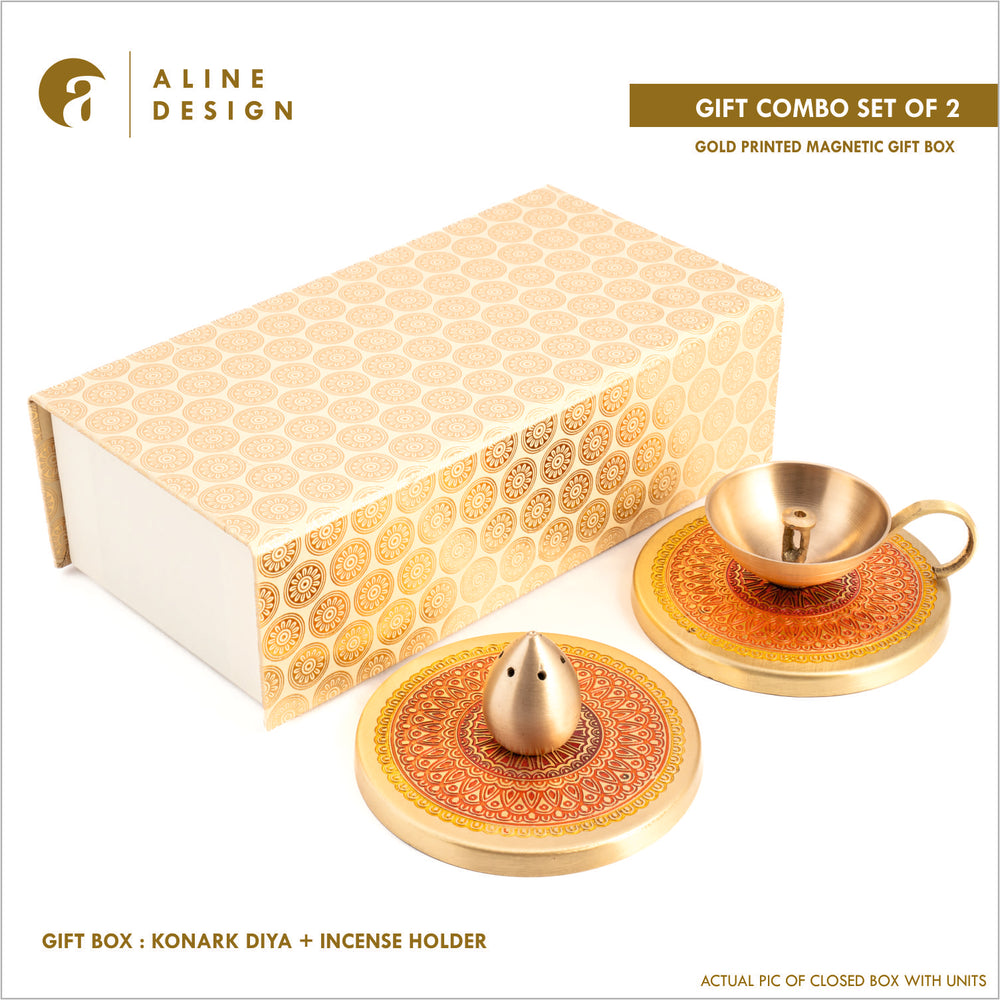 GIFT BOX : KONARK DIYA + INCENSE HOLDER