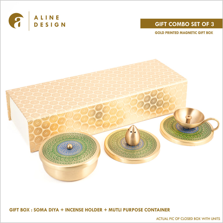 GIFT BOX : SOMA DIYA + INCENSE HOLDER + MUTLI PURPOSE CONTAINER