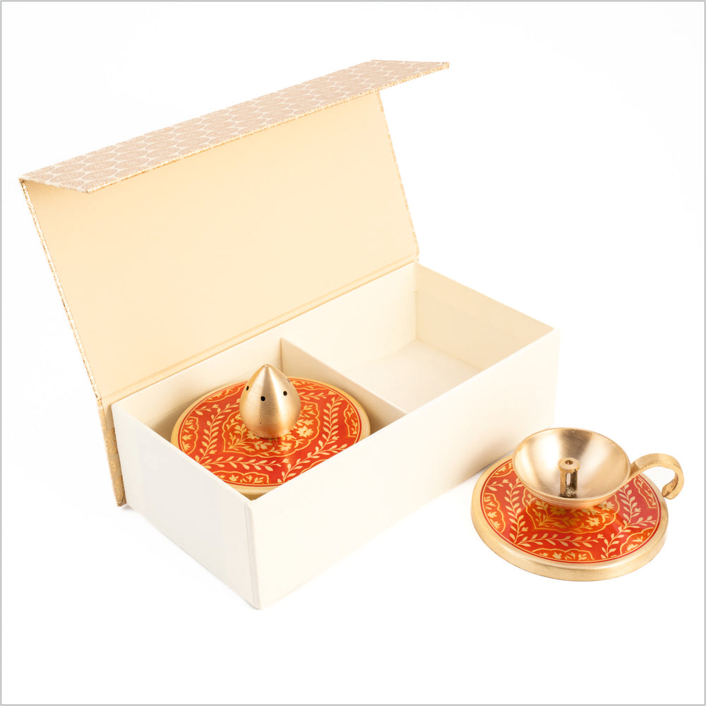 GIFT BOX: SANSKAR DIYA+INCENSE HOLDER