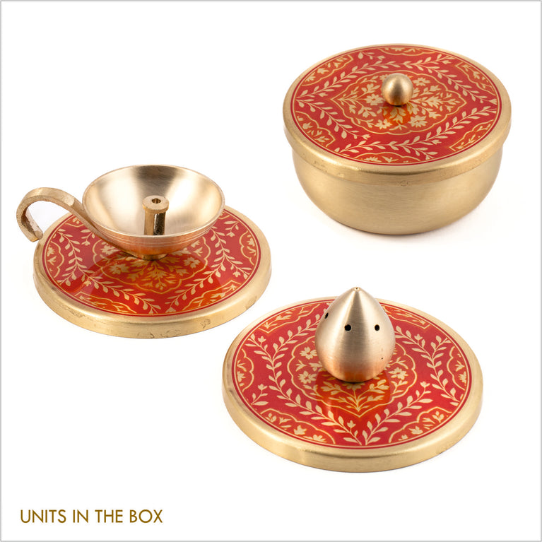 GIFT BOX : SANSKAAR DIYA + INCENSE HOLDER + MUTLI PURPOSE CONTAINER