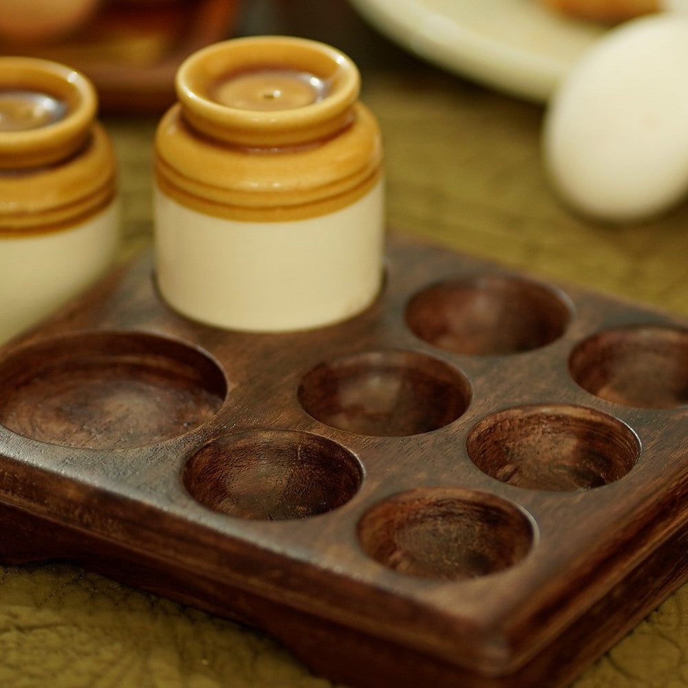 IRANI EGG TRAY with SALT & PEPPER SHAKERS