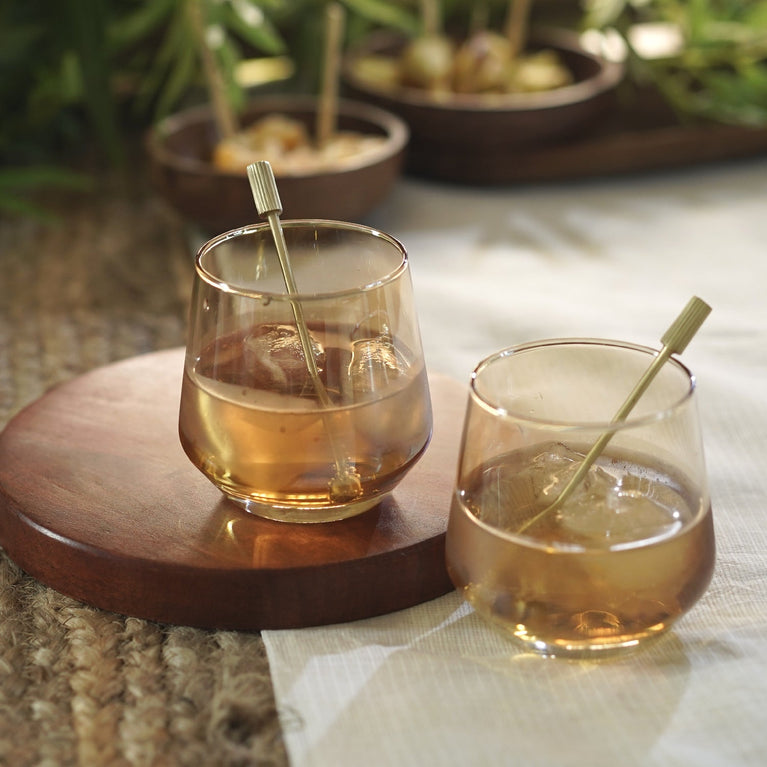 MAJULI GILDED WHISKEY GLASSES SET of 2 with STIRRERS